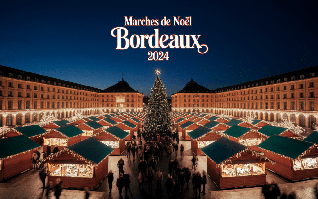 Marché de Noël de Bordeaux avec chalets illuminés et ambiance festive