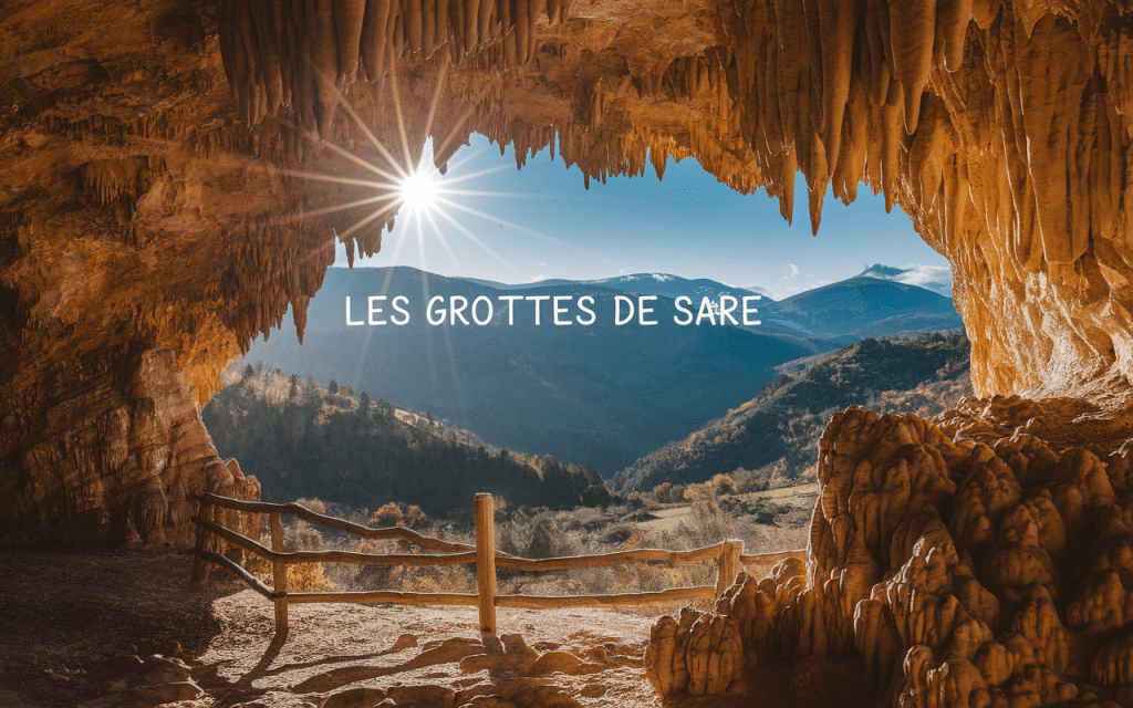Entrée spectaculaire des grottes de Sare avec rayons lumineux
