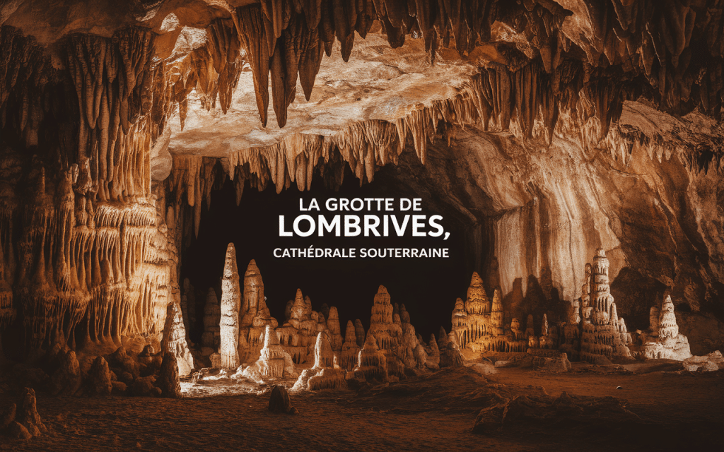 Vue intérieure majestueuse de la grotte de Lombrives avec stalactites géantes