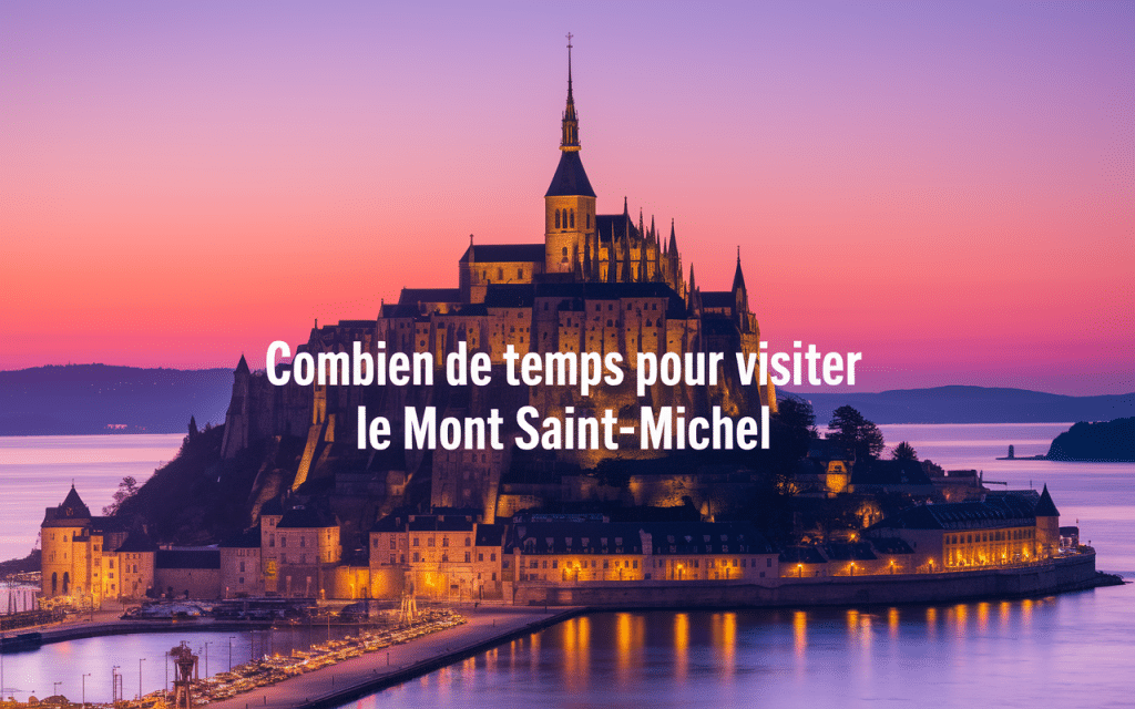 Vue panoramique Mont Saint-Michel coucher soleil baie