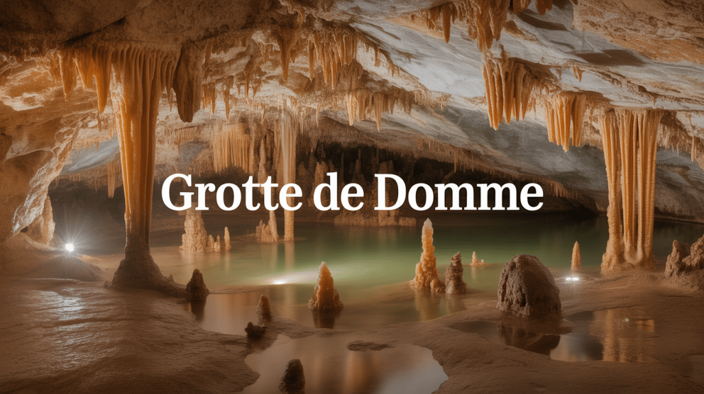 Intérieur spectaculaire de la grotte de Domme avec stalactites et stalagmites