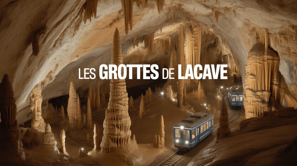 Grottes de Lacave, stalactites, petit train électrique
