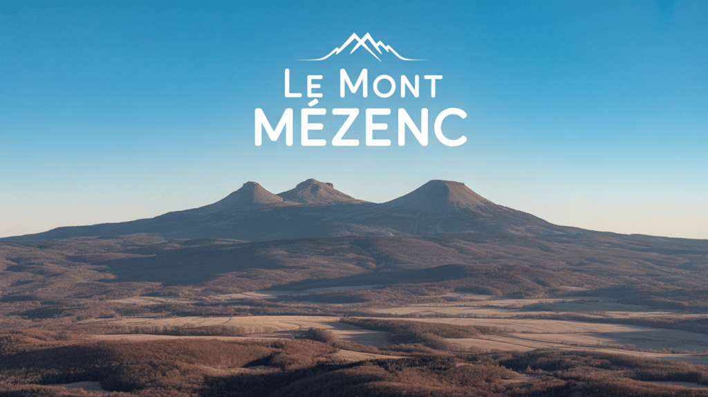 Vue aérienne du mont Mézenc, deux dômes volcaniques, frontière départementale