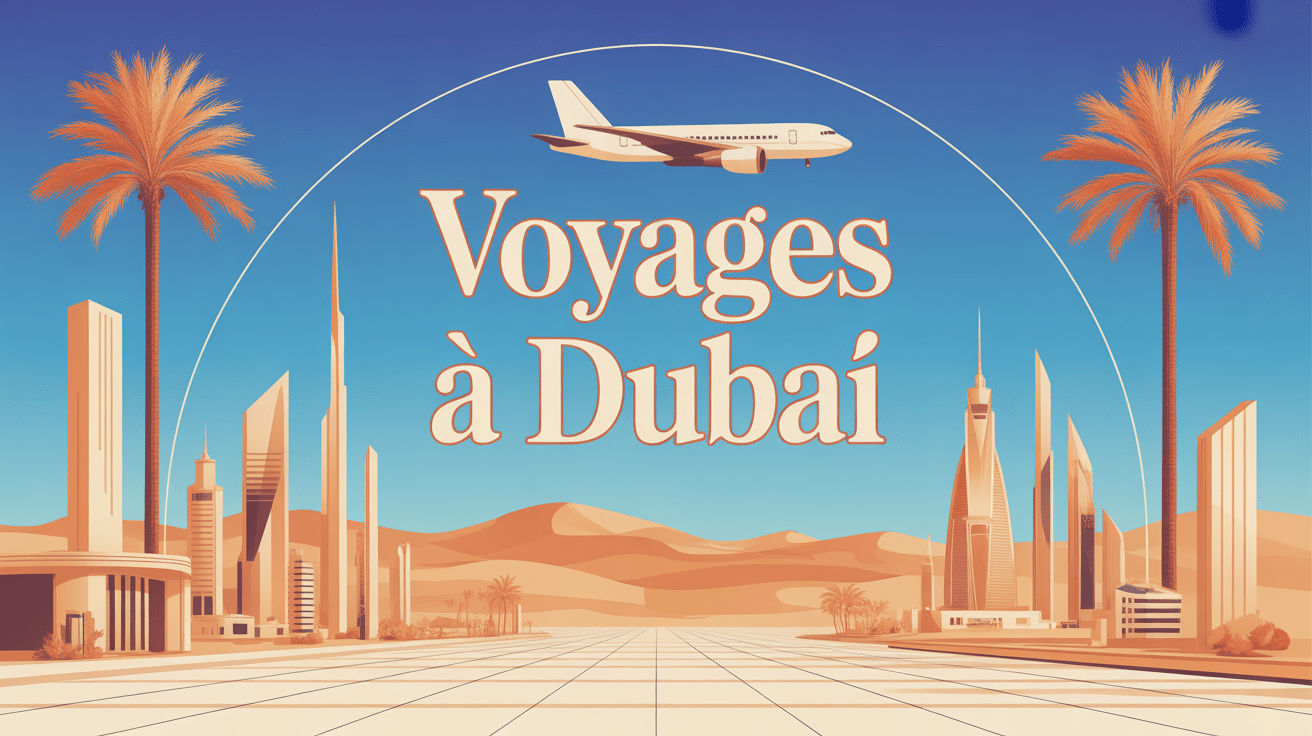 Paysage de Dubaï avec gratte-ciels dorés et désert